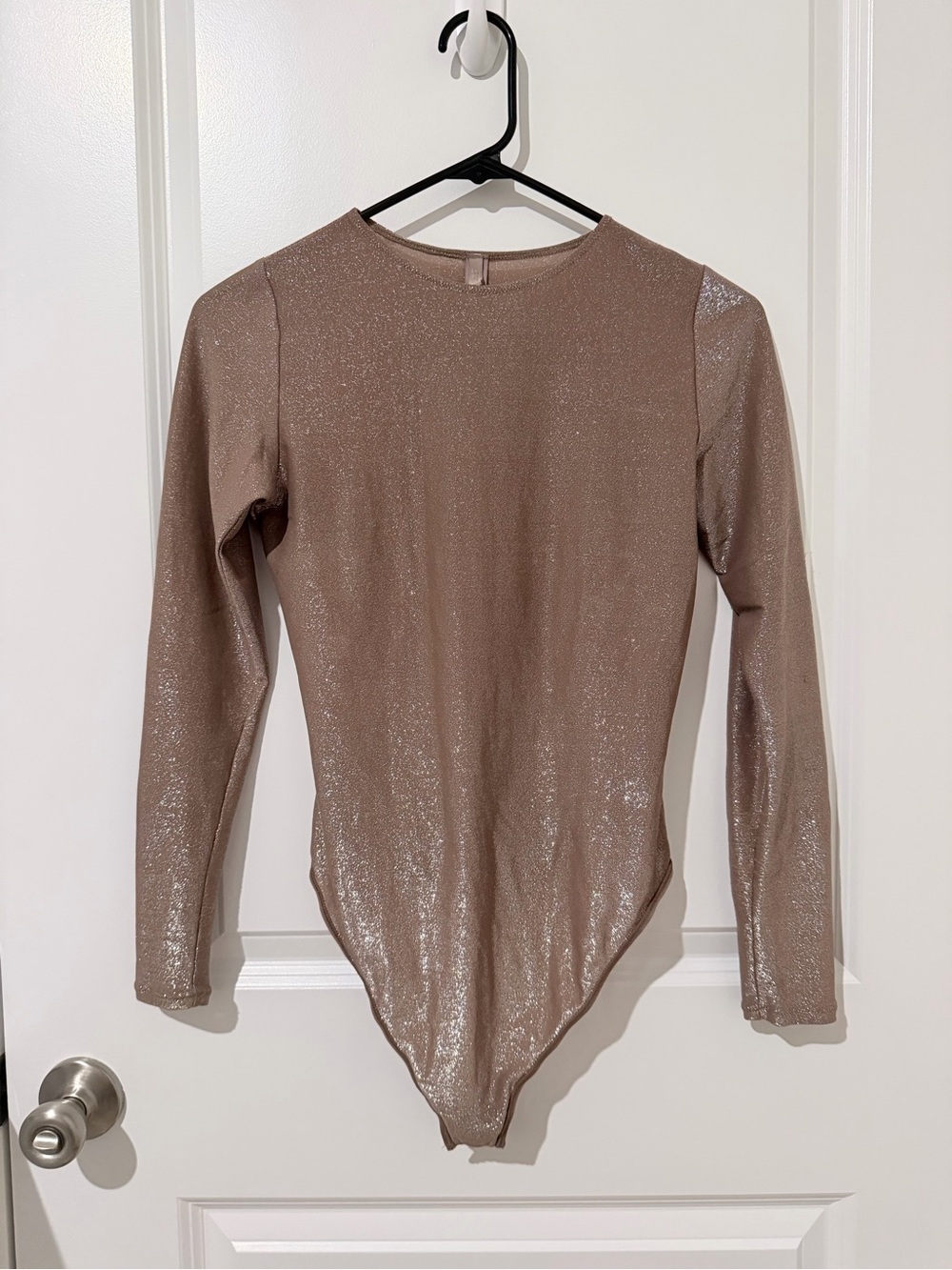 SKIMS Metallic Taupe Long-Sleeve Bodysuit